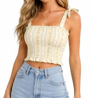 NEW BILA77 tessa smock crop top in vintage floral